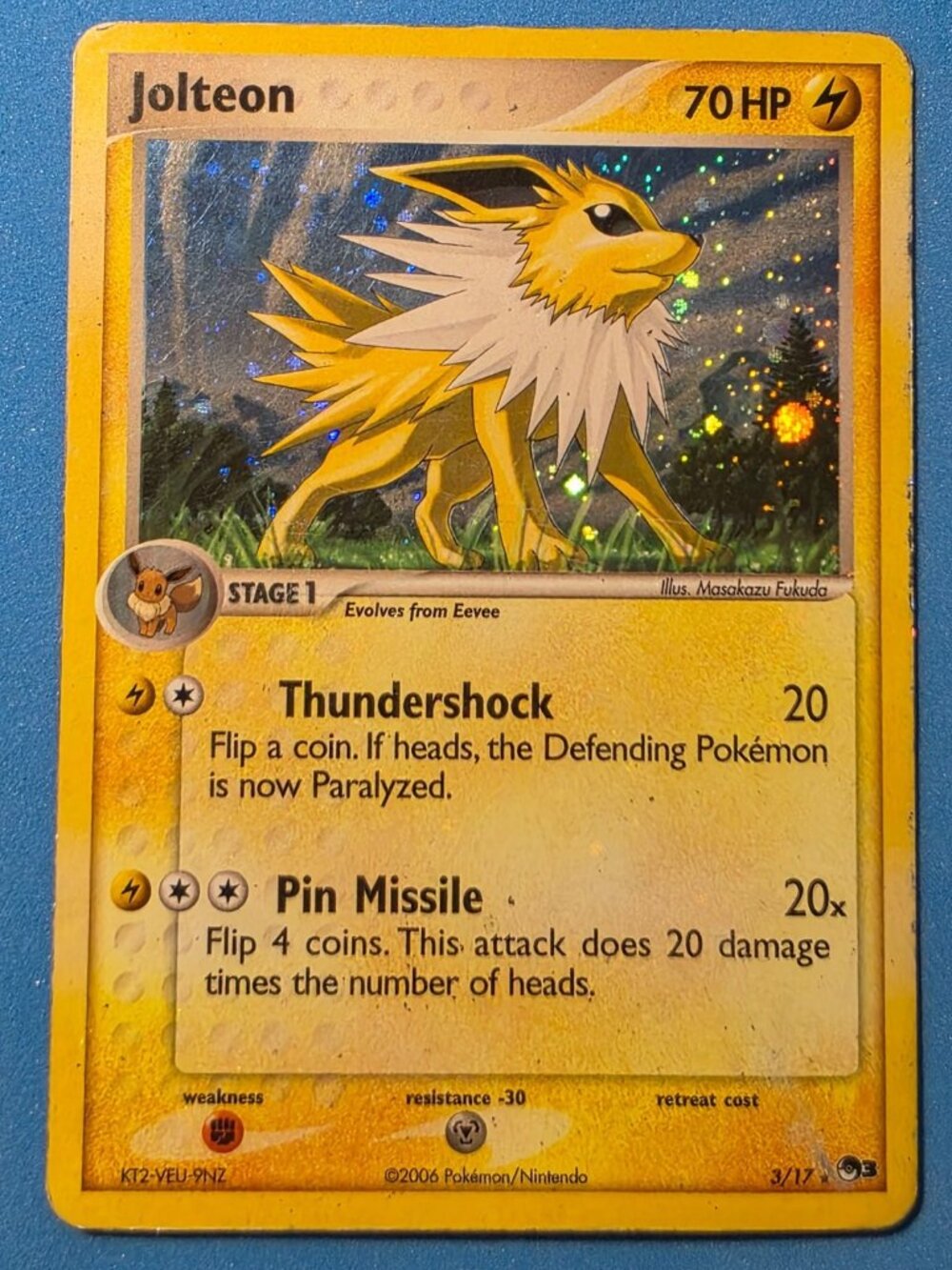 Jolteon 3/17 Pop Series 3 Holo Rare English Pokémon TCG Card 2006 Hp.